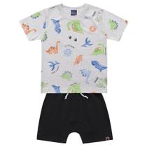 Conjunto camiseta mescla dinossauros e bermuda preta Kiko e Kika Conjunto camiseta mescla dinossauros e bermuda preta Kiko e Kika
