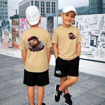 Conjunto Camiseta Oversized E Bermuda Infantil Capivara