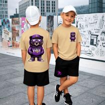 Conjunto Camiseta Oversized E Bermuda Infantil Urso