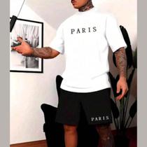 Conjunto Camiseta Oversized Masculina + Bermuda Tactel Academia Paris Camisão Algodão