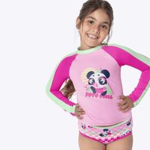 Conjunto Camiseta Para Nadar e Calcinha Biquíni Panda Infantil Menina Moda Praia Puket 110401108