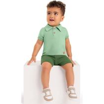 Conjunto Camiseta Polo Bebê Menino Bermuda Moletinho 100% Algodão