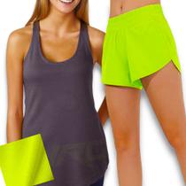 Conjunto Camiseta REGATA DRY FITNESS + Short TACTEL FEMININO Academia Corrida Yoga PLT 588 Conjunto Camiseta REGATA DRY FITNESS + Short TACTEL FEMININO Academia Corrida Yoga PLT 588