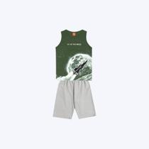 Conjunto Camiseta Regata E Bermuda Moletom Infantil Menino Kyly P1001096 Verde Conjunto Camiseta Regata E Bermuda Moletom Infantil Menino Kyly P1001096 Verde