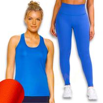 Conjunto Camiseta REGATA MALHA FRIA POLIAMIDA + Calça Legging Leg BÁSICA COLORIDA Fitness 587