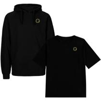 Conjunto Camiseta Relaxado Estampada e Moletom Blusa de Frio Flanelada Inverno