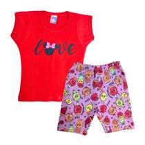 Conjunto Camiseta + Short Infantil Menina Carinhosa