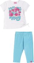 Conjunto camiseta strass morango e legging azul momi. Conjunto camiseta strass morango e legging azul momi.