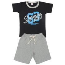 Conjunto Camiseta University League Preta e Bermuda - Luky & Buky Conjunto Camiseta University League Preta e Bermuda - Luky & Buky