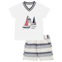 Conjunto Camiseta Veleiro e Bermuda Listrada - Nini Bambini