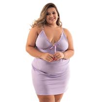 Conjunto Camisola com Calcinha Plus Size Adeli Renda e Microfibra IMI Lingerie