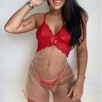 Conjunto Camisola e Calcinha Tule