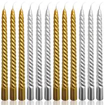 Conjunto Candle Peytanger de 10" em espiral dourado e prateado, 12 unidades