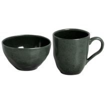 Conjunto Caneca 273ml e Bowl Orgânico 558ml Arauco Porto Brasil Verde Cozinha Servir Café Chá Caldo Sopa