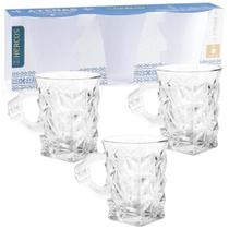 Conjunto Caneca Cappuccino 3 Peças Vidro Café Atenas 200 ml