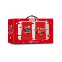 Conjunto caneca gel com 2unidades 300 ml - adoro voce - Brasfoot