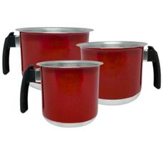 Conjunto canecão fervedor 3 pçs vermelho
