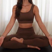 Conjunto Canelado Basic Top + Legging com Bojo Removível TAMANHO:GCOR:MARROM