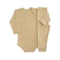 Conjunto canelado bebê Ref 3942 Tamanho:Pcor:Bege