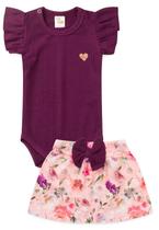 Conjunto Canelado Body e Saia Bebê - Beringela - Ame Kids