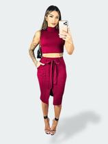 Conjunto Canelado Elegancia Casual Evangélica Vestindo de um 38 ao 42"