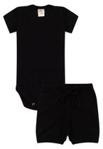 Conjunto Canelado Light Curto - Preto - Ame Kids Conjunto Canelado Light Curto - Preto - Ame Kids