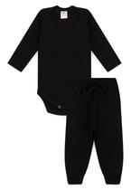 Conjunto Canelado Light Longo - Preto - Ame Kids Conjunto Canelado Light Longo - Preto - Ame Kids