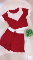 Conjunto canelado na cor vermelho Conjunto canelado na cor vermelho