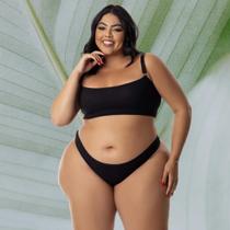 Conjunto Canelado Preto Plus Size Tamanho:52 Conjunto Canelado Preto Plus Size Tamanho:52