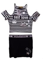 Conjunto Canelado Saia Bordado Preto Pituchinhus Conjunto Canelado Saia Bordado Preto Pituchinhus