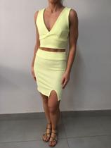 Conjunto Canelado Trabalhado Curto Casual Feminino Conjunto Canelado Trabalhado Curto Casual Feminino