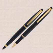 Conjunto Caneta Crown Metal Prestige Esferografica + Tinteiro DI49122P - Cor Preto