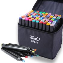 Conjunto Canetas 80 cores Permanente Canetinhas Coloridas Ponta Duplas