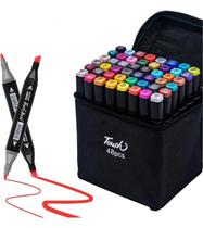 Conjunto Canetas Marcador Canetinha Ponta Dupla 48 Cores Kit