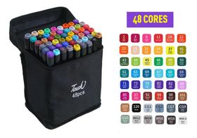Conjunto Canetas Marcador Canetinha Ponta Dupla 48 Cores Kit