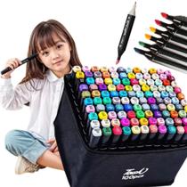 Conjunto Canetas Marcador Permanente 100 Cores Ponta Dupla