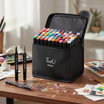 Conjunto Canetas Marcador Ponta Dupla Permanente 60 Cores