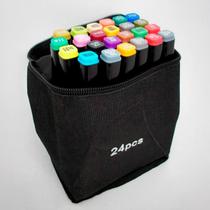 Conjunto Canetinhas 24 Unidades Estojo Colorido Desenho E