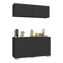 Conjunto Cantinho Do Café Armário E Aparador 4 Portas Multimóveis Mp1085 Preto/branco