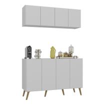 Conjunto Cantinho Do Café Retrô Armário E Aparador 4 Portas Multimóveis Mp1084 Branco/natural Conjunto Cantinho Do Café Retrô Armário E Aparador 4 Portas Multimóveis Mp1084 Branco/natural