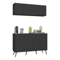 Conjunto Cantinho Do Café Retrô Armário E Aparador 4 Portas Multimóveis Mp1084 Preto/natural Conjunto Cantinho Do Café Retrô Armário E Aparador 4 Portas Multimóveis Mp1084 Preto/natural