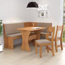 Conjunto Canto Alemão 4 Lugares com Mesa e 2 Cadeiras Rock Estofadas