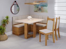 Conjunto Canto Alemão Baú América com Mesa de Jantar Retangular 1,20x80 e 2 Cadeiras Dalas