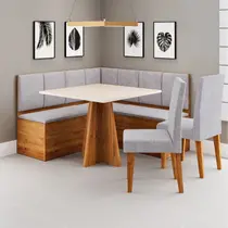 Conjunto Canto Alemão Baú com Mesa 90x90cm sem Vidro e 2 Cadeiras Bariloche Conjunto Canto Alemão Baú com Mesa 90x90cm sem Vidro e 2 Cadeiras Bariloche