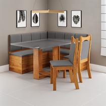 Conjunto Canto Alemão Baú com Mesa e 2 Cadeiras Ohio Mel e Cinza Conjunto Canto Alemão Baú com Mesa e 2 Cadeiras Ohio Mel e Cinza