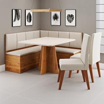 Conjunto Canto Alemão Baú com Mesa e 2 Cadeiras Scoth MDF Bege Conjunto Canto Alemão Baú com Mesa e 2 Cadeiras Scoth MDF Bege