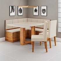 Conjunto Canto Alemão Baú com Mesa Retangular Tampo de Vidro com 2 Cadeiras Veloso Yescasa