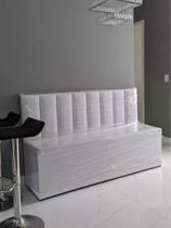 Conjunto Canto Alemão Baú Encosto Ripado material sintético 90x45cm Conjunto Canto Alemão Baú Encosto Ripado material sintético 90x45cm