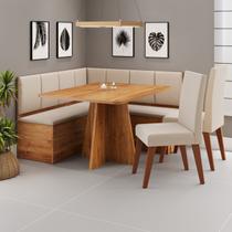 Conjunto Canto Alemão com Baú Mesa 120x77,5cm Tampo sem Vidro com 2 Cadeiras Milão Conjunto Canto Alemão com Baú Mesa 120x77,5cm Tampo sem Vidro com 2 Cadeiras Milão