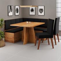Conjunto Canto Alemão com Baú Mesa 120x77,5cm Tampo sem Vidro com 2 Cadeiras Milão Conjunto Canto Alemão com Baú Mesa 120x77,5cm Tampo sem Vidro com 2 Cadeiras Milão